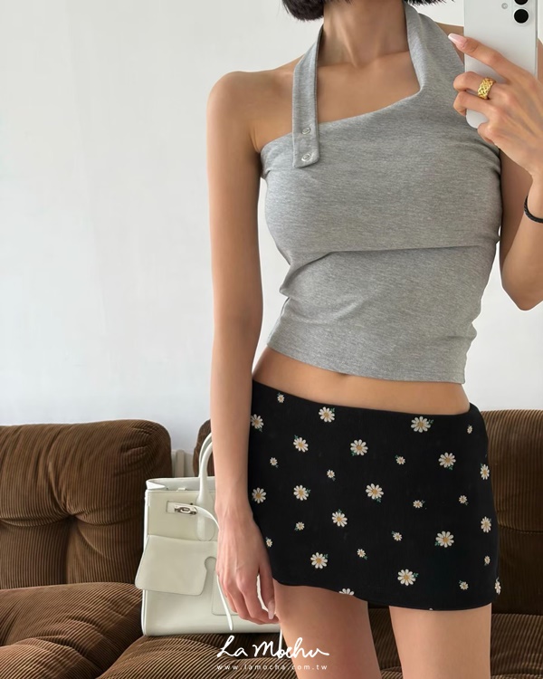 雙扣掛脖美背棉質背心